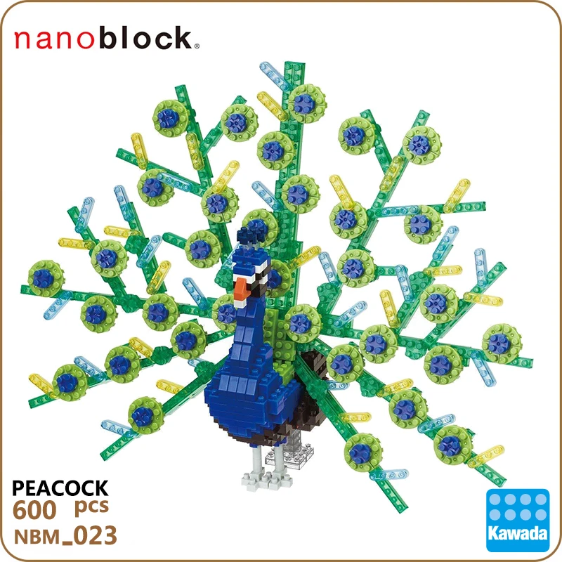 Kawada Nanoblock NBM023 Павлин строительные блоки фигурки животных игрушки Кирпичи 600 штук