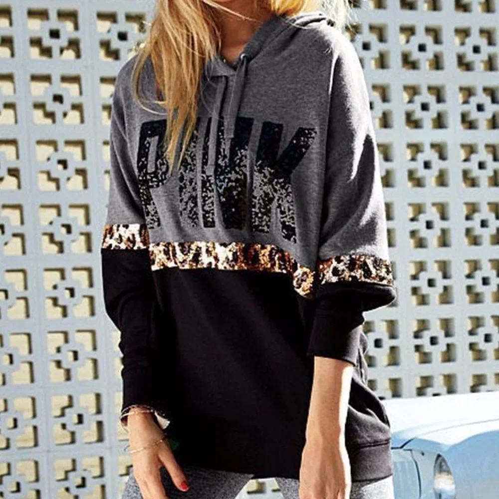 Женская толстовка в готическом стиле с леопардовым принтом и буквенным большие