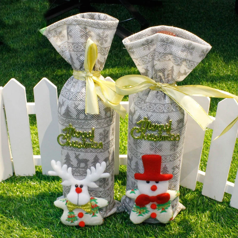 1 шт. рождественские украшения для дома Санта Клаус чехол бутылки вина мешок Noel