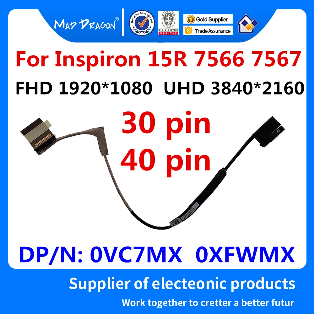 NEW original Laptop new LCD EDP FHD CABLE Display Cable UHD 4K Cable For Dell Inspiron 15R 7566 7567 0VC7MX VC7MX XFWMX 0XFWMX