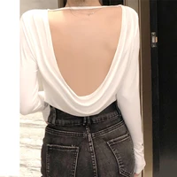 womens clothing ins camisetas mujer long sleeve backless top spring fall style ladies fashion brand tees femme hipster t shirts