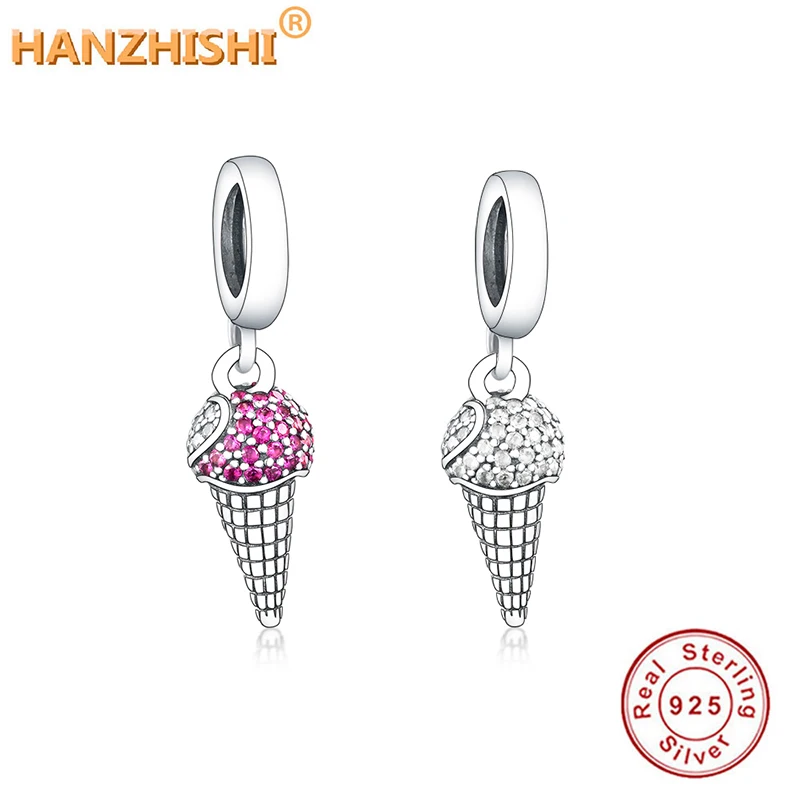 Реальные 925 пробы серебро CZ рожок мороженого с позолоченным кольцом драгоценные