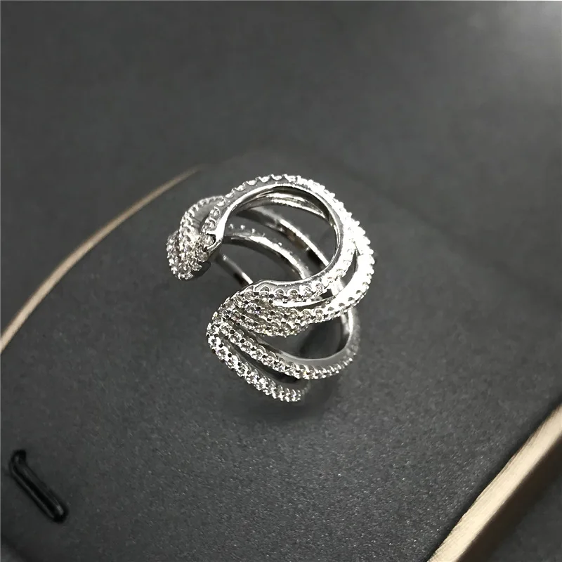 

s925 sterling silver ear clip October new multi-circle white gold earrings female fashion personality Bohemian style