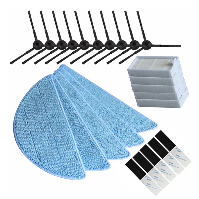 

10x side Brush+5x hepa Filter+5xMop Cloth+5xmagic paste accessories for ilife v5s ilife v5 pro x5 V5 V3 V50 vacuum cleaner parts