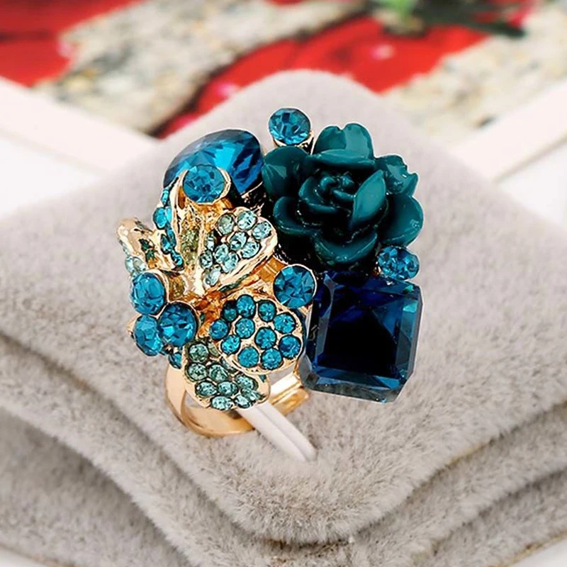 Модные циркониевые кольца в форме цветка с кристаллами для женщин женские