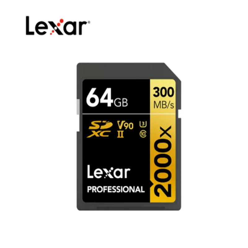 

Lexar 2000X Original Professional SD Card 300MB/s SDHC SDXC UHS-II U3 32GB Memory Card 64GB 128GB Class 10 V90 For 4K Full HD