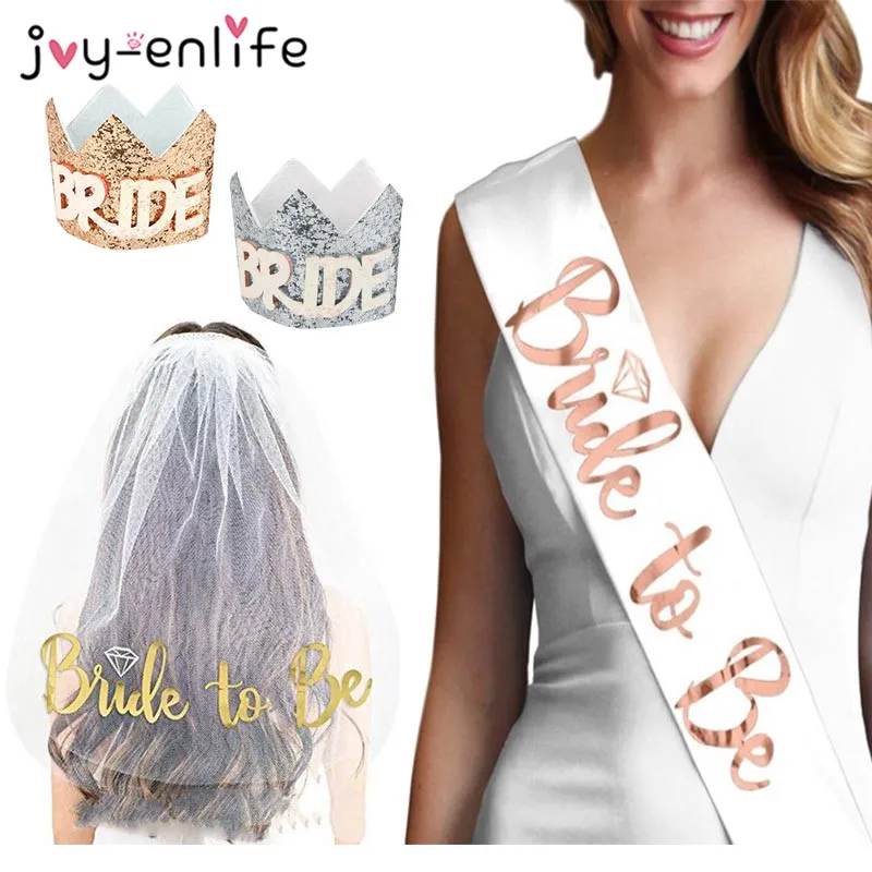 Свадебные украшения свадебная фата для девичника атласная лента невесты