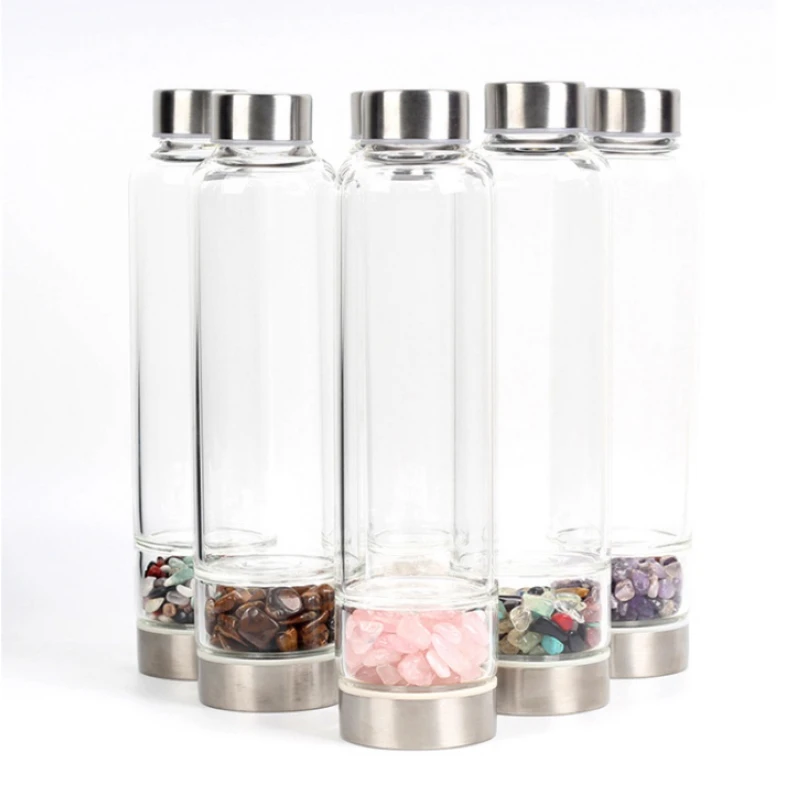 

Натуральный драгоценный камень бутылка для воды с натуральными кристаллами гравия бутылка из камня дарить подарки своим друзьям