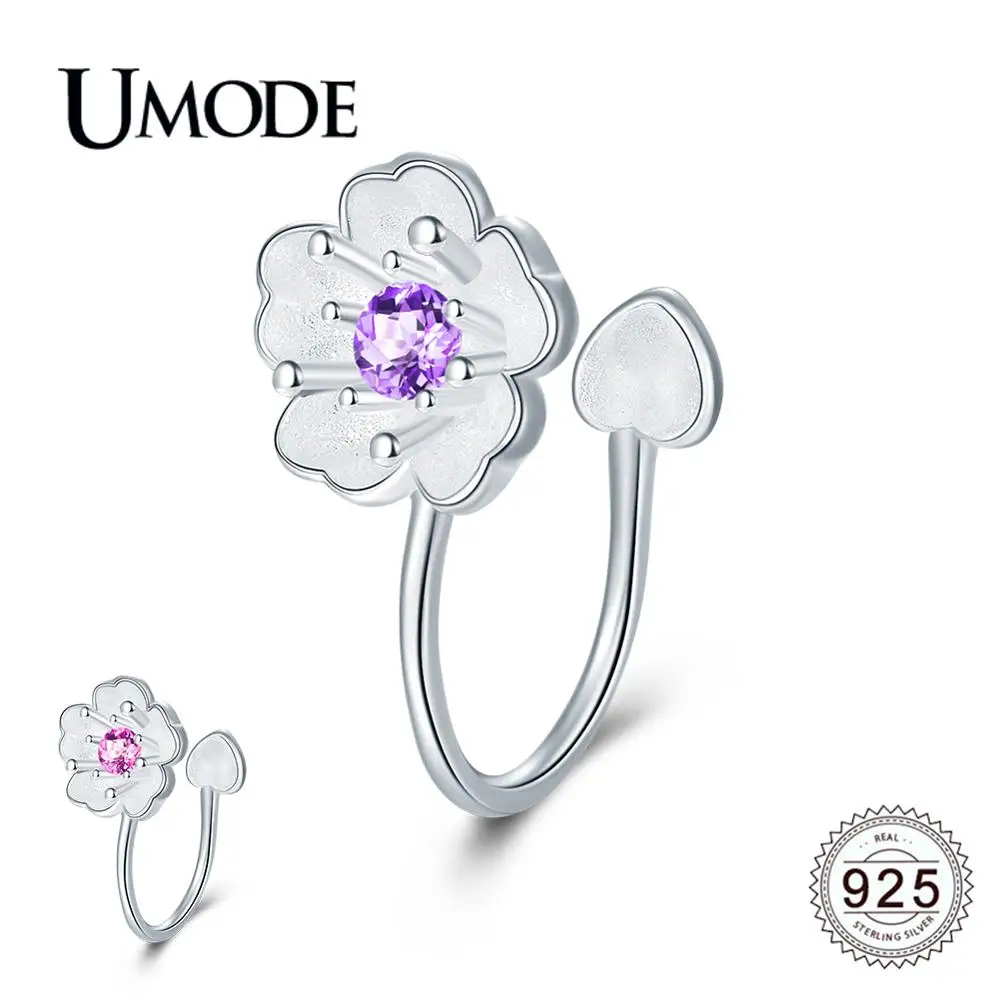 UMODE новые Клипсы из стерлингового серебра 925 пробы Сакура серьги с цветами для