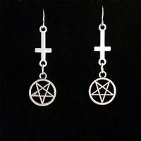 new fashion pentagram inverted pentagram earrings satanic jewelry inverted cross earrings for women gifts