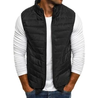 1pc 2021 winter plus size vest coat men outerwear stand collar padded warm thick sleeveless solid color male waistcoat clothing