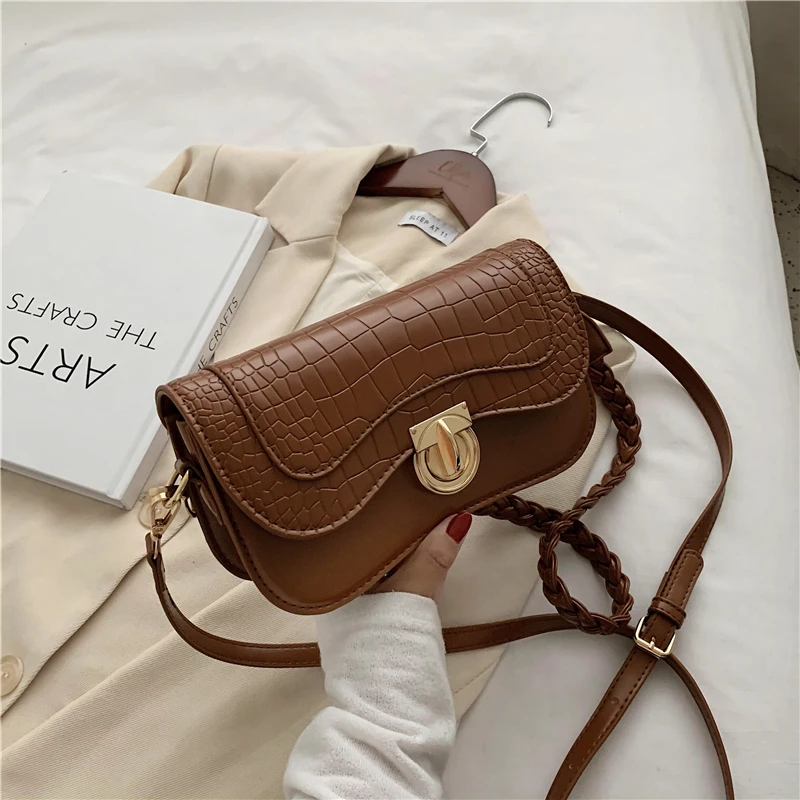 

ATLI Chain Designer Stone Pattern PU Leather Crossbody Bags For Women 2021 Luxury Quality Shoulder Simple Bag Handbags Purses