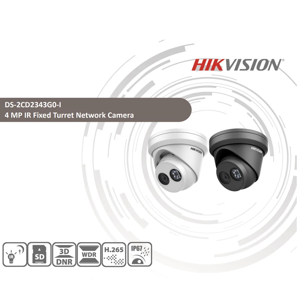 Hikvision оригинальная 4MP CCTV IP камера DS-2CD2343G0-I безопасности POE IR 30m фиксированная Bullet