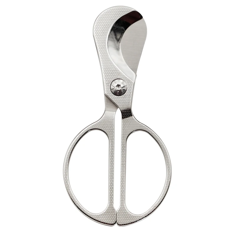 LUBINSKI Noble Stainless Steel Cigar Scissors Sharp Cigar Cutter Scissors Tobacco Honeycomb Pattern Portable With Leather Case