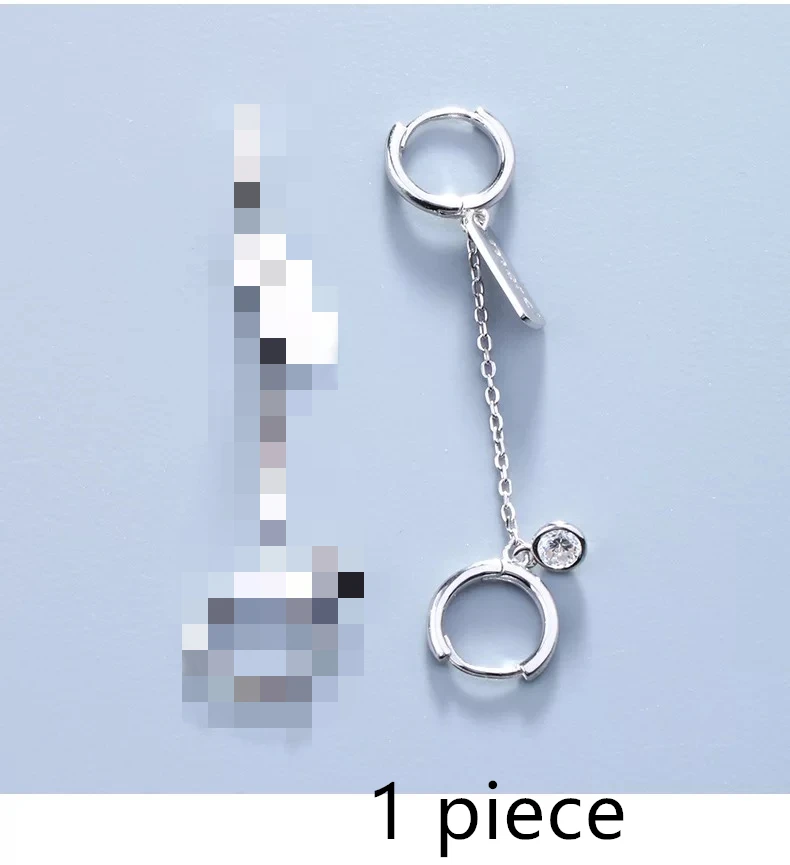 1 piece 9 mm Серьги из стерлингового серебра 925 пробы, модные серьги с двойным отверстием для ушей, круглые циркониевые цепочки с кисточками, популярные индивидуальные ювелирные изделия для девочек и мальчиков - Окраска металла: 1 piece 9 mm