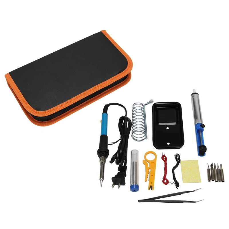 

60W Adjustable Temperature Electric Iron Kit Backlight Digital Multimeter Welding Assistant Kit Welding Repair Tool US Plug