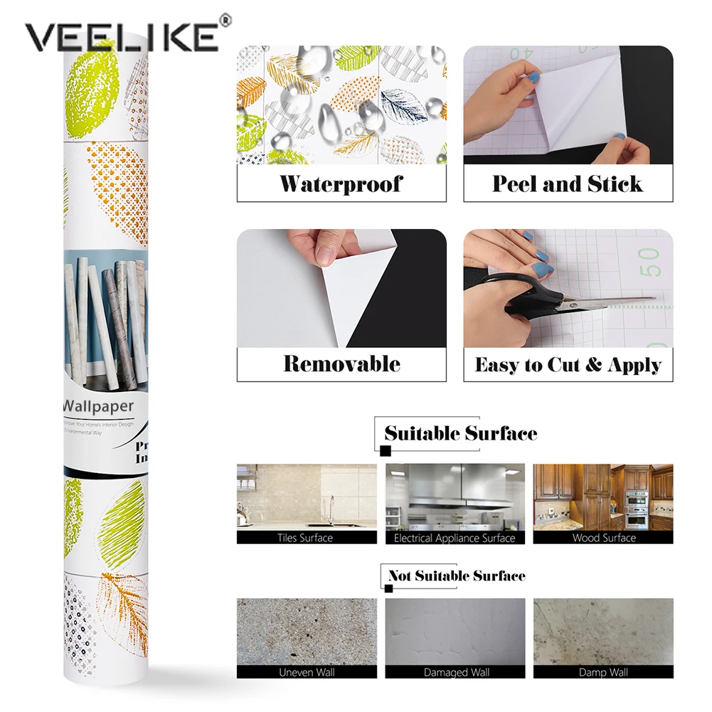 

Simple Lines Waterproof Wallpaper Self Adhesive Wall Stickers Floral Children Room Background Decoration Cabinet Contact Paper