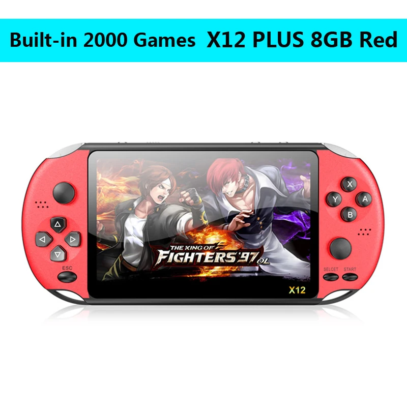 X12PLUS 8GB Red X12 5,1 дюймов портативный игровой видео плеер 8G 16G светодиодный экран Встроенный 2500/3000 игр X9 X12PLUS Ретро консолей Поддержка TF карты - Цвет: X12PLUS 8GB Red