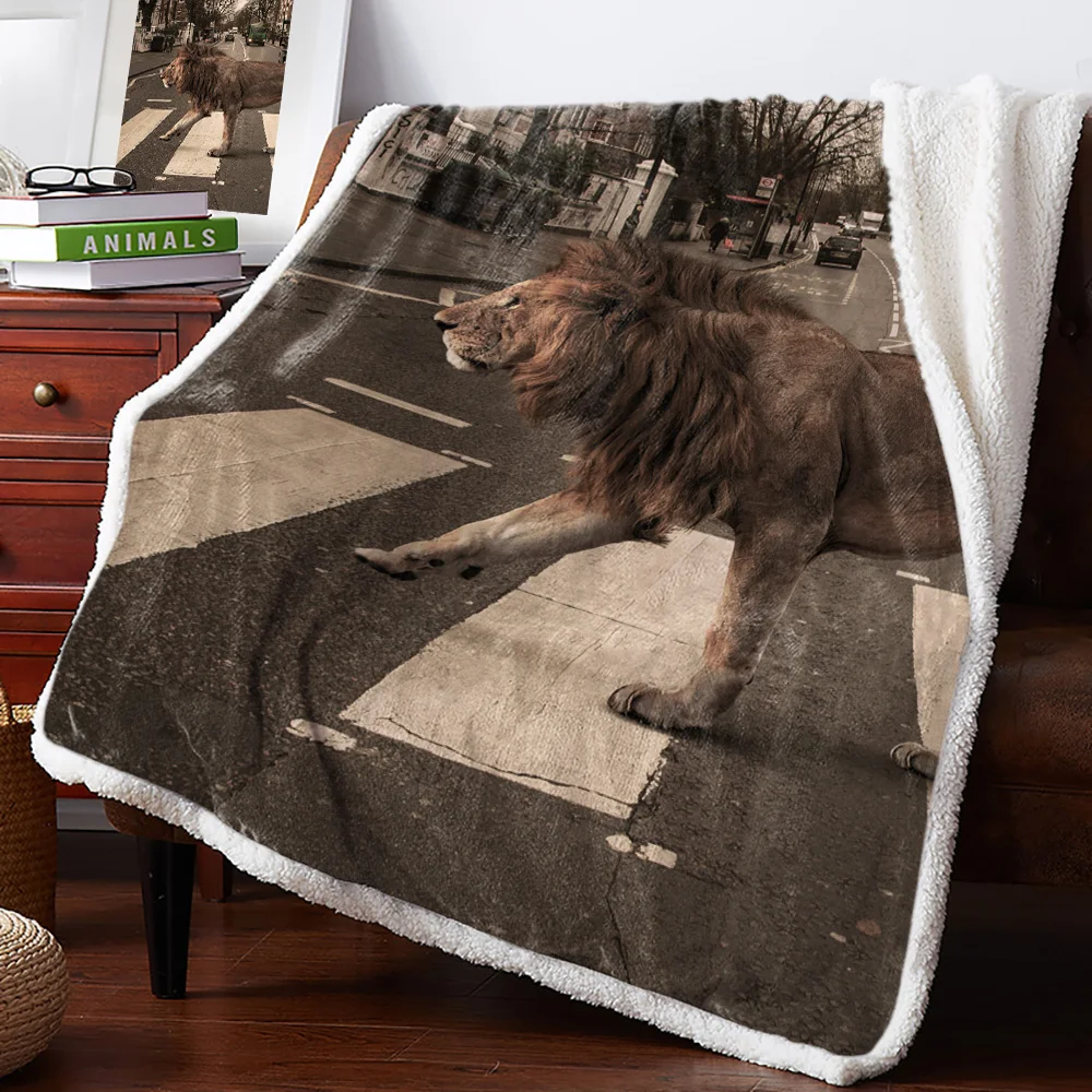 Winter Cashmere Blanket Animal City Lion Crossing Abby Road Bedspread Bed Cover Flannel Travel Throw Wrap Hypoaller | Дом и сад