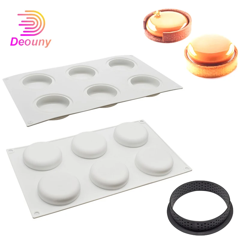 

DEOUNY 6 Cavity Oblate Cake Silicone Mould Tart Ring Mold Chocolate Pastry Bakeware Mousse Dessert Decorating Tray Baking Tools
