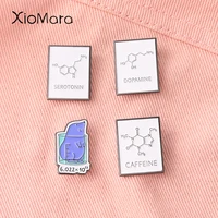 molecular structure enamel pin dopamine serotonin beaker metal brooches badges for backpacks bags hats tops science jewelry