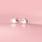 Женские серьги-пусеты MloveAcc, розовые серьги из 100% настоящего серебра 925 пробы с милыми крысами и мышками, модные ювелирные украшения для девочек и женщин