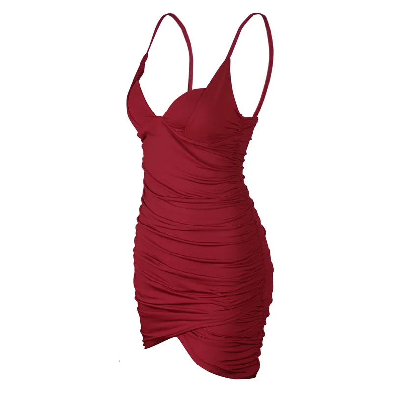 

Ladies Dress Deep V Neck Sexy Club Tight Backless Solid Color Party Dress Bandage Mini Summer Dress