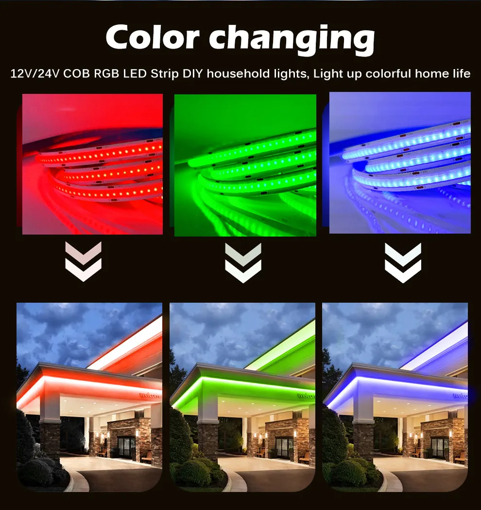 RGB COB LED Strip 12V 24V 630LEDs/m High Density Soft Flexible Tape Light For Indoor Decoration Lighting | Лампы и освещение