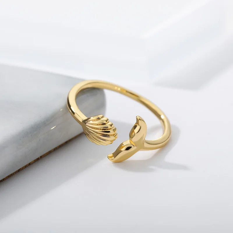Бохо ювелирные изделия модного серебряного цвета Мермейд хвост манжетное кольцо для девочек с морскими китами, рыбами, ракушками и романтическими подарками.