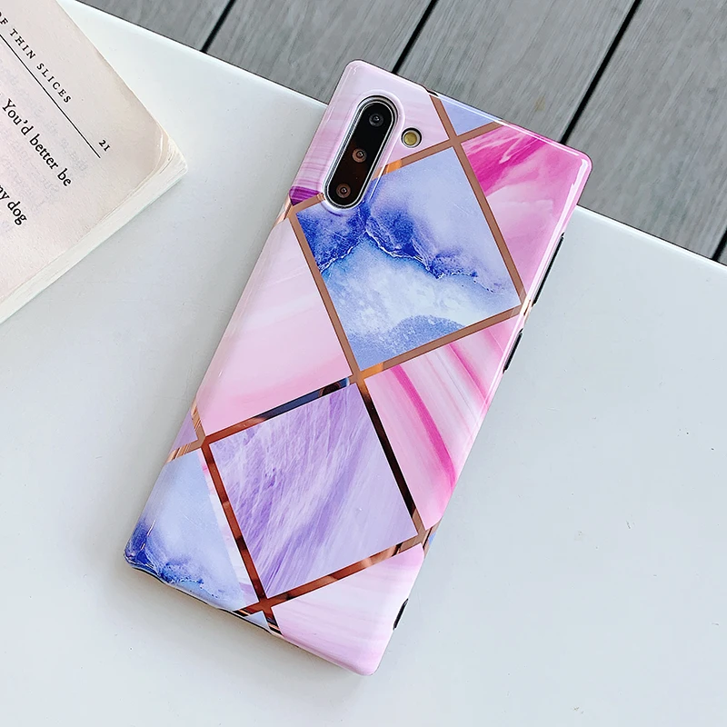 YHBB чехол с геометрическим покрытием разноцветный мраморный мягкий для samsung Note 10 8