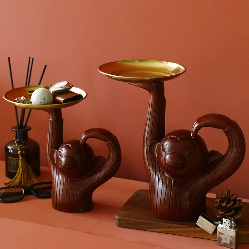 Скандинавский Morandi поднос для обезьяны из полимерной смолы с царапиной головкой