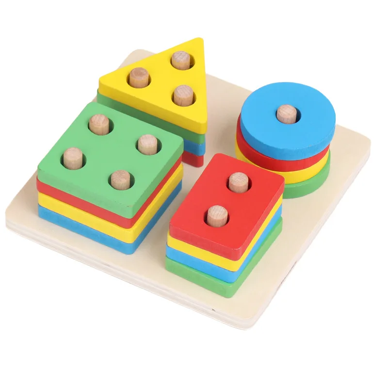 

Montessori Geometric Wooden Toy Five Xolors And Five Layers Wooden Exercise Children Hands Feet Basic And Skill Educational Toys