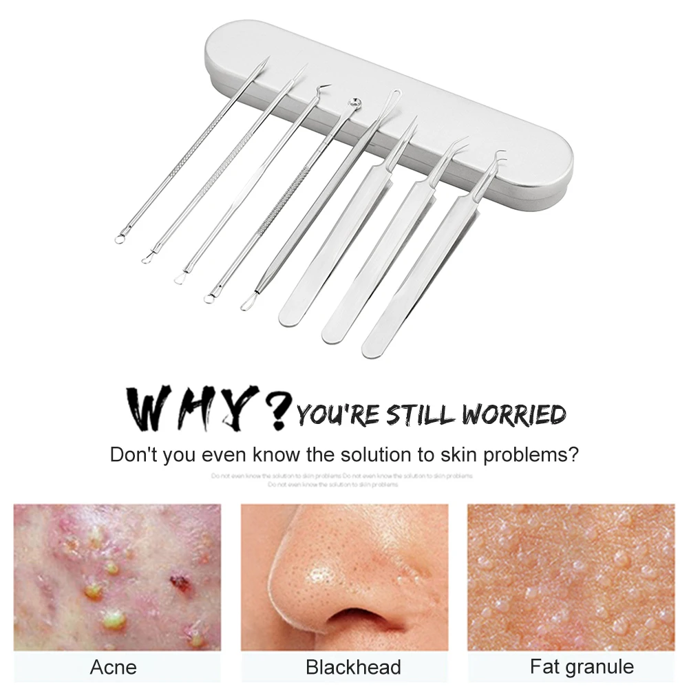 

Beauty Blackhead Remover Pimple Tool Kit Stainless Steel Acne Blackhead Whitehead Comedone Extractor Tool for Nose Face CareTool