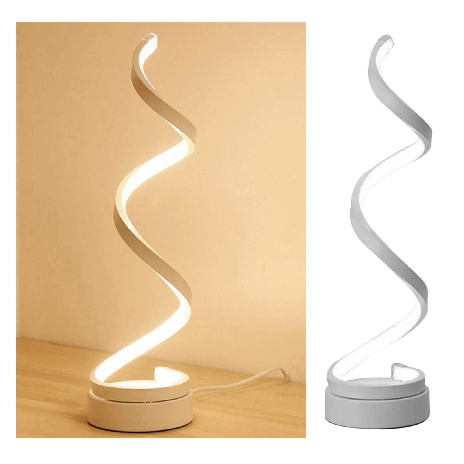 

Modern Spiral LED Table Lamp Curved Desk Lamp for Bedroom