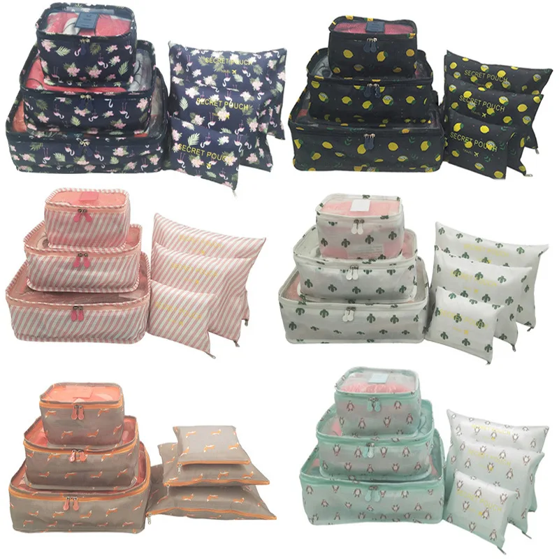 

6pcs/set Travel Storage Bags for Clothes Underwear Shoes Waterproof Luggage Organizer Suitcase Packing Set Travel Organizer