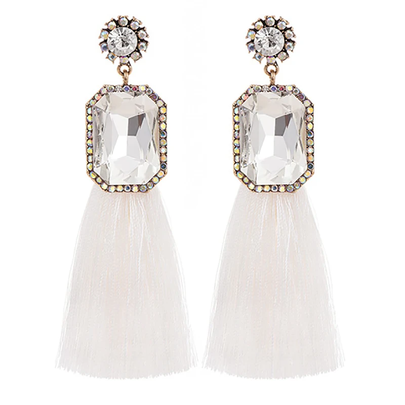 ZHINI 2020 в богемном стиле с короткими кисточками украшением виде кристаллов серьги