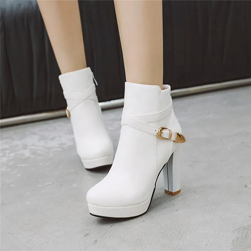 Женские свадебные ботильоны YMECHIC Белые Черные на платформе и высоком каблуке с