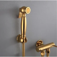 vidric gold brass bathroom hand held bidet sprayer faucet spray gun holder hose connector 1 5m shower hose with double use va