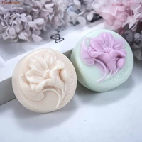 creative soap making form round lily handmade soap mold diy bath bomb mold 3d flower soap mold cake decor chocolate mold