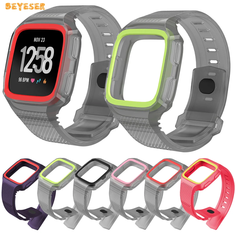 Мягкий силиконовый ремешок для часов Fitbit часы Versa защитный чехол браслета
