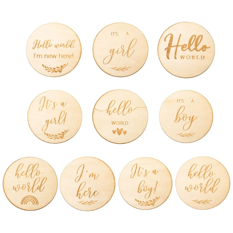 Tarjeta de Evento de beb&eacute; de madera, tarjetas de grabaci&oacute;n de crecimiento mensual para reci&eacute;n nacido, tarjetas conmemorativas de nacimiento hechas a mano, accesorios de fotograf&iacute;a-0