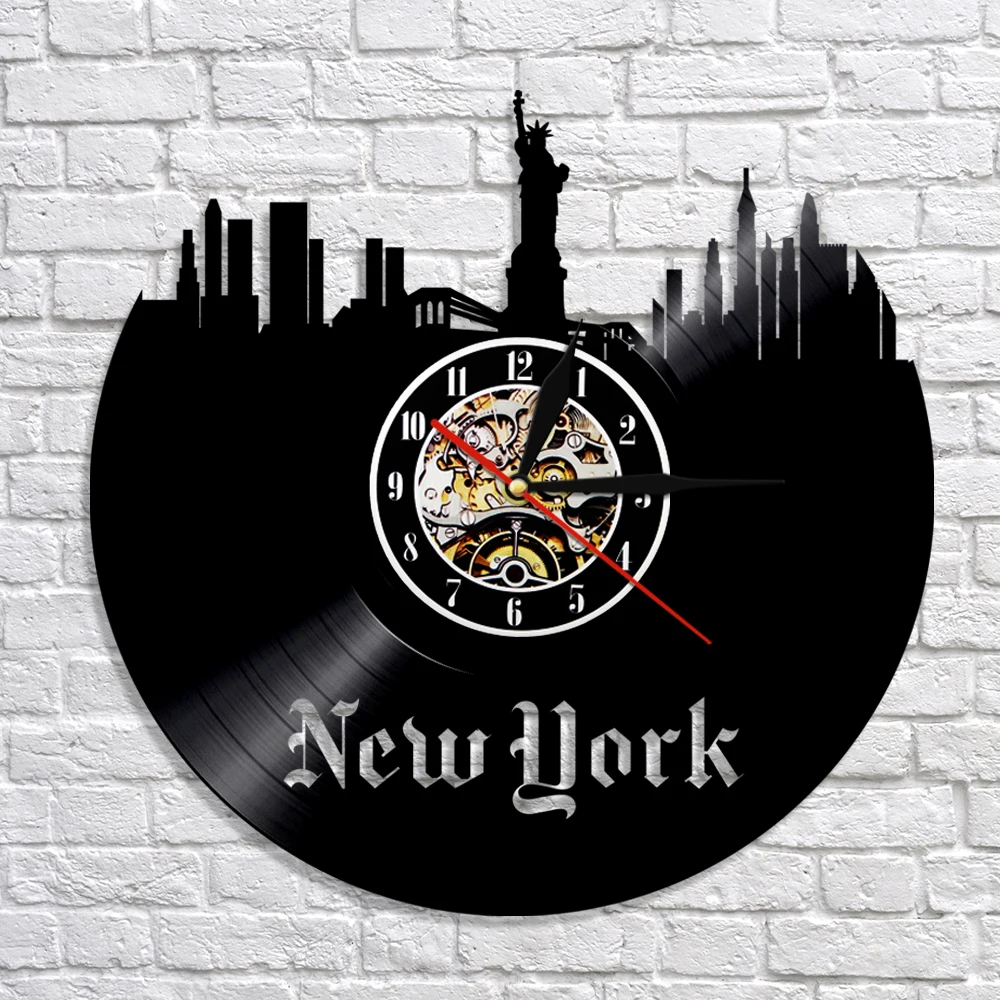 Виниловые Часы Нью Йорк настенные часы с записью статуя NY Liberty Skyline современные