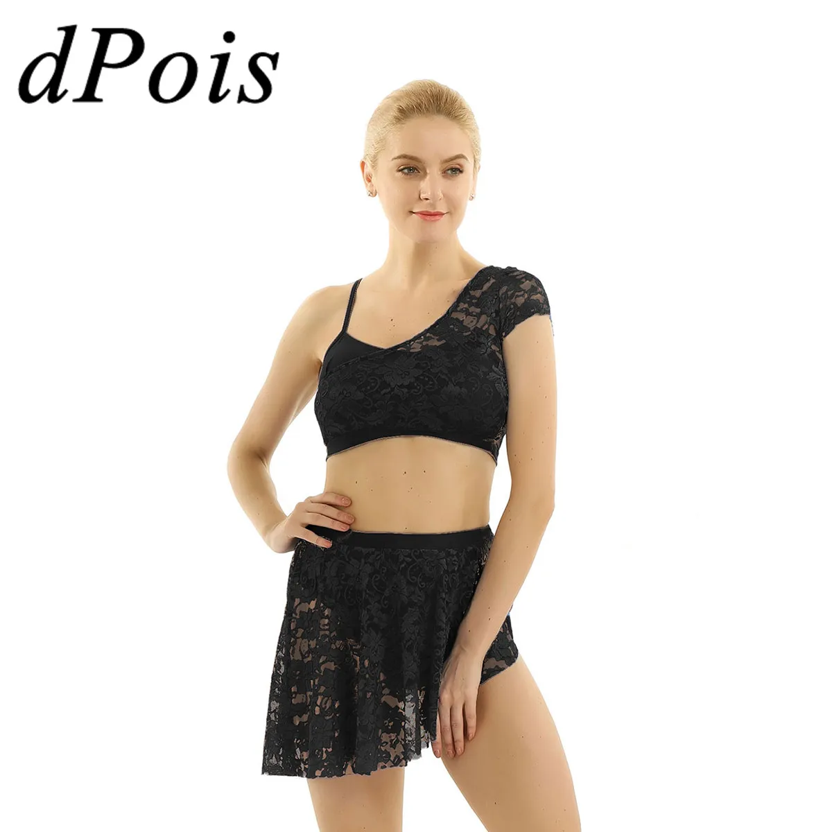 Платье для латинских танцев 2 шт. женский кружевной Лирический топ с шортами