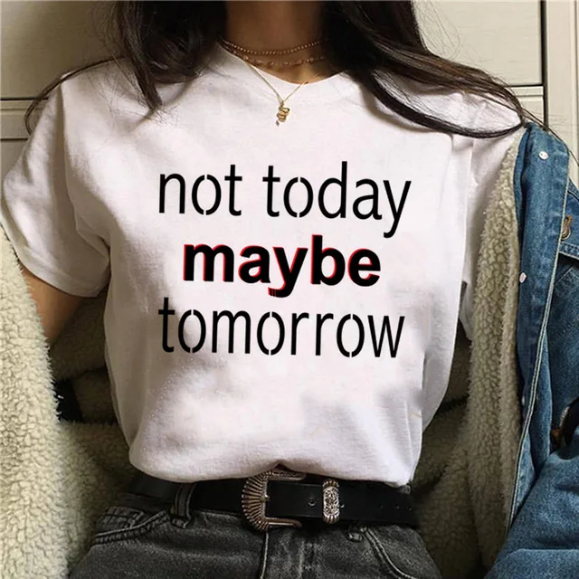 Не сегодня Ария Старк Письмо печати Футболка для женщин Nope Not Today сатана Харадзюку