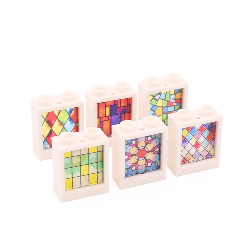 

20PCS Architecture Parts Blocks Printed Tiles Glass Windows House Compatible Classic Bricks DIY Toys for Children MOC
