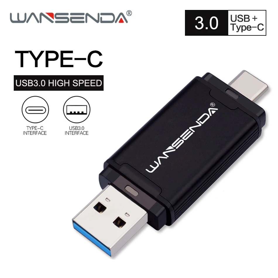 WANSENDA OTG USB флеш накопитель 16 ГБ 32 64 3 0 Гб 128 256 ГБ|USB флэш-накопители| |