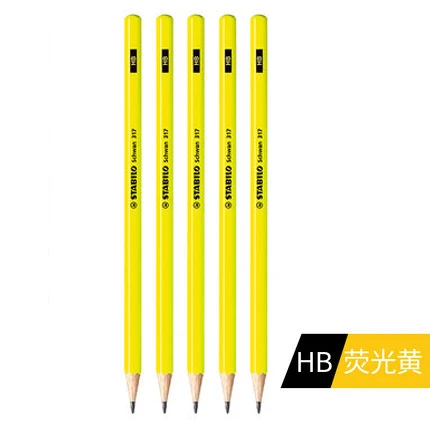 HB Yellow 5 шт./лот Stabilo 317 шестиугольные стандартные карандаши HB/2B деревянные нетоксичные цветные Стандартные Карандаши - Цвет: HB Yellow