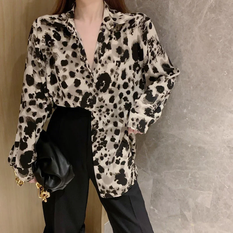 

Новая Осенняя повседневная женская рубашка Nkandby с леопардовым принтом, осень 2011, корейские свободные блузки большого размера с длинным рука...