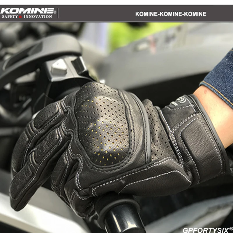Винтажные Кожаные Мотоциклетные Перчатки KOMINE для мужчин дышащие перчатки с