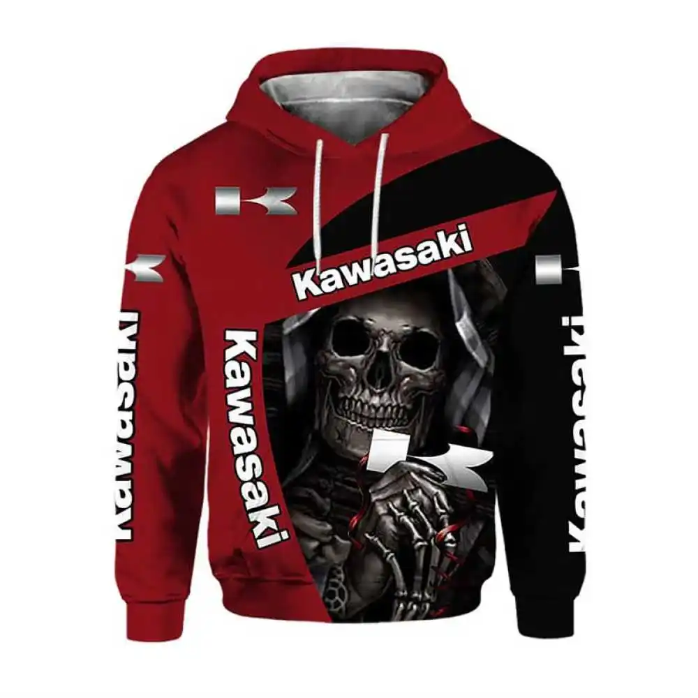 

2021 New Kawasaki Motorcycle Hoodie Men's Flight Jacket Fashion Sweatshirt High Quality Oversized Hooded Racing Coats Casual Top